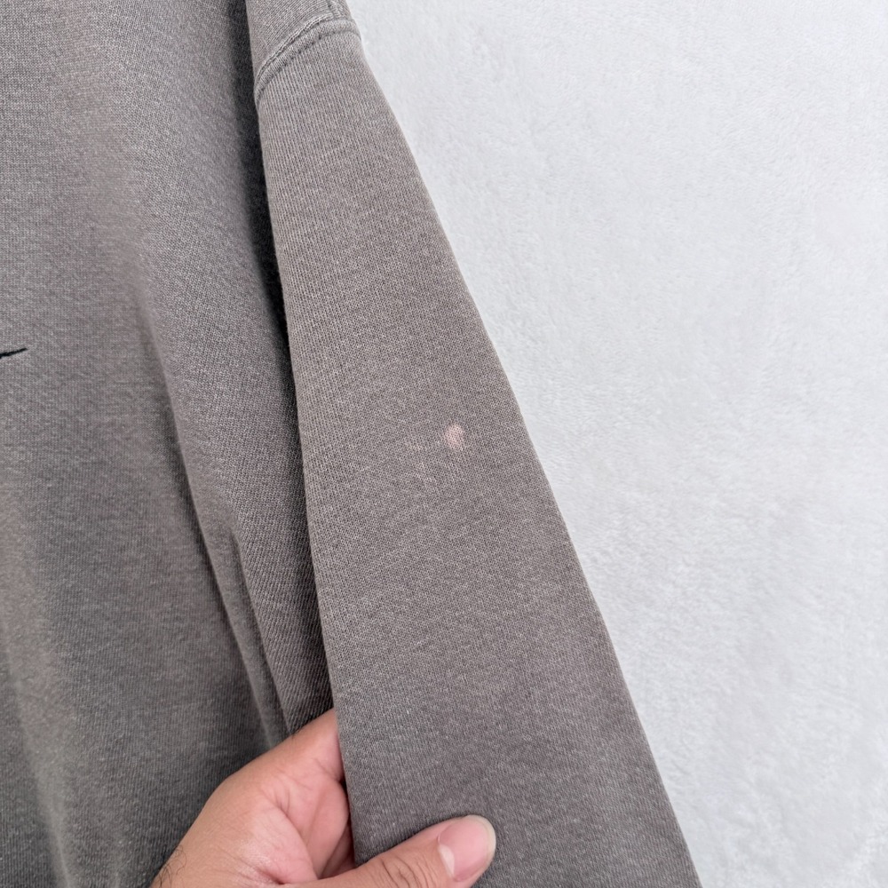 Vintage Nike Sweatshirt Mens L Gray Mini Swoosh Logo Embroidered Fleece Pullover - Picture 6 of 10